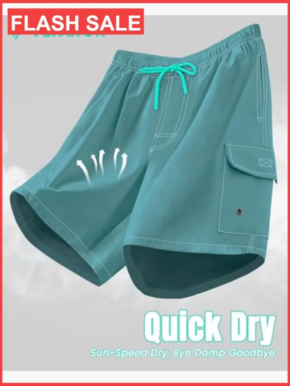 Men Swim Trunks with Compression Liner Quick Dry Multi Pockets